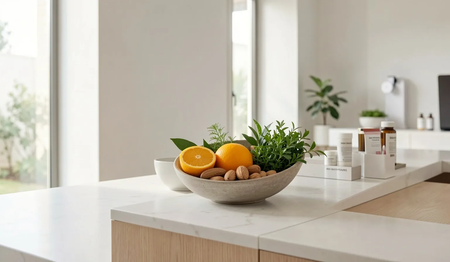 Botanical elements represent natural wellness